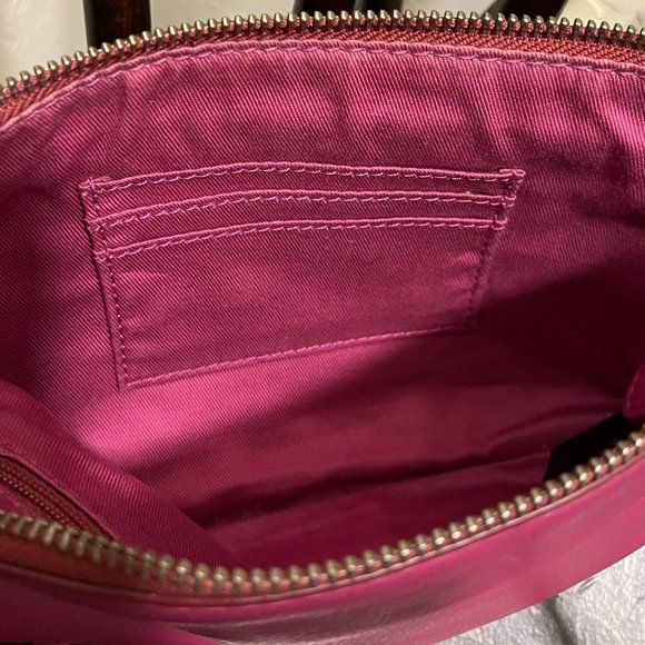 Fossil Top Zip Crossbody Shoulder Bag Purse Fuchsia Pink Leather - Picture 8 of 9